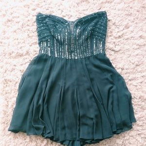 Calvin Klein Strapless Pleated Sequin dress